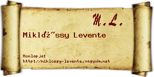 Miklóssy Levente névjegykártya